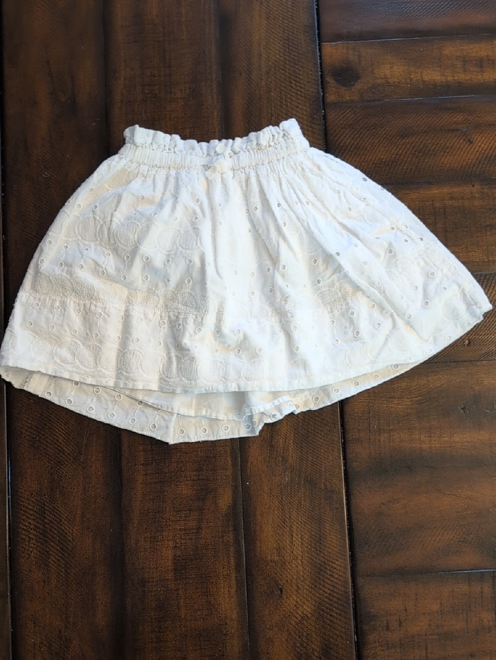 Crewcuts Girls White Cotton Eyelet Skirt with Elastic Waistband S